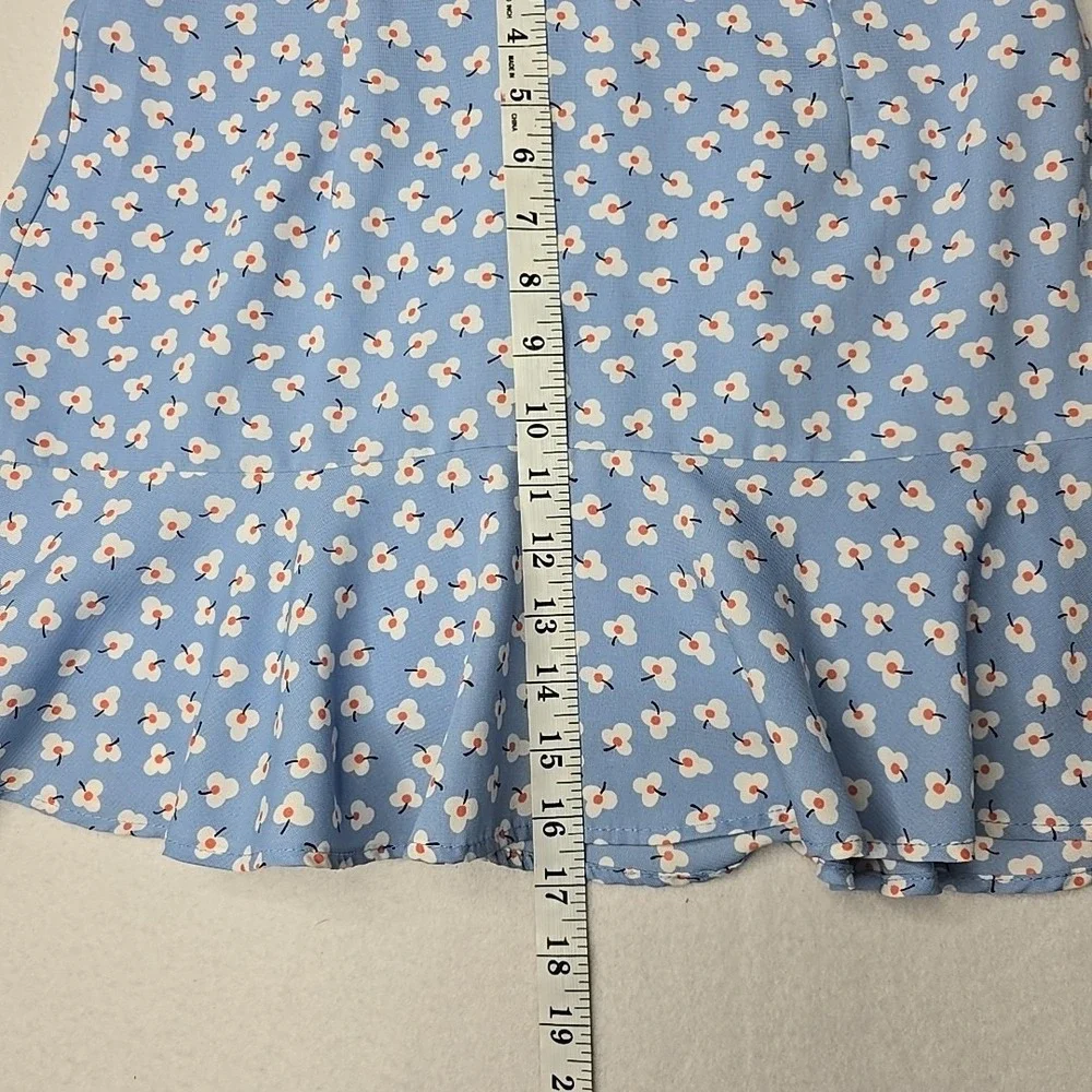 Altar'd State Blue Floral Mini Skirt Womens Size Small A-Line Trumpet‎ Preppy